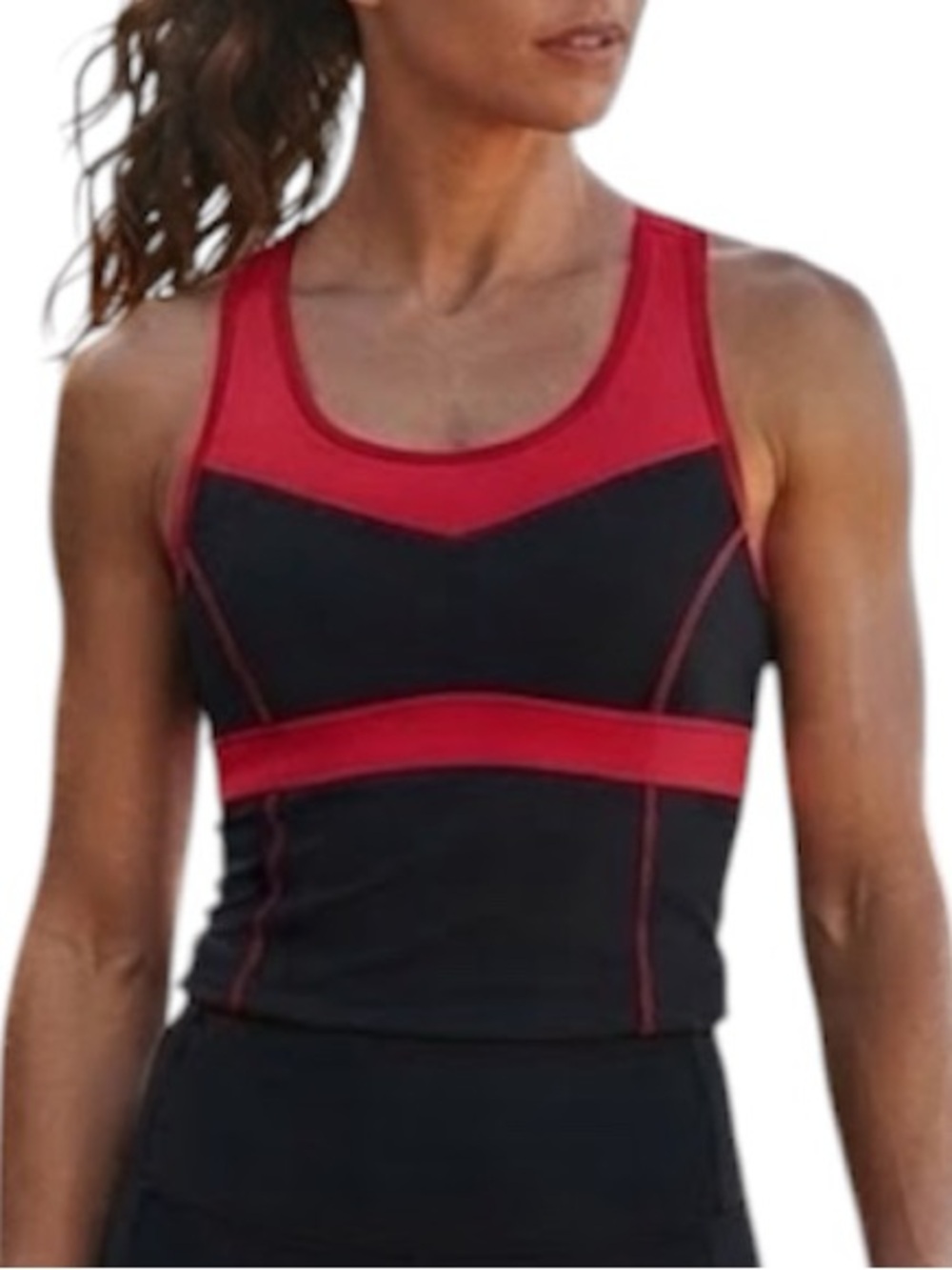 TUFF ATHLETICS Athleisure Racerback Tank With Shelf Bra Red/Black Size Small